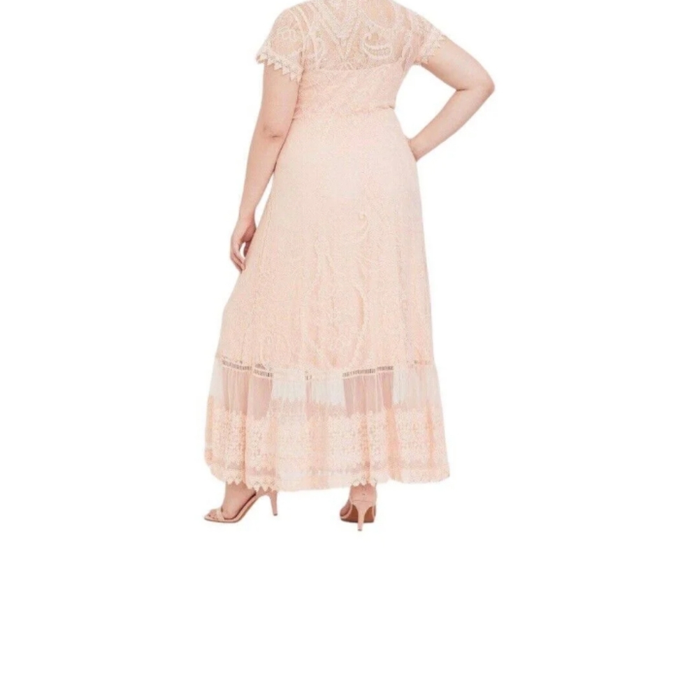 Womens Torrid Peach Lace Button Front Maxi Dress